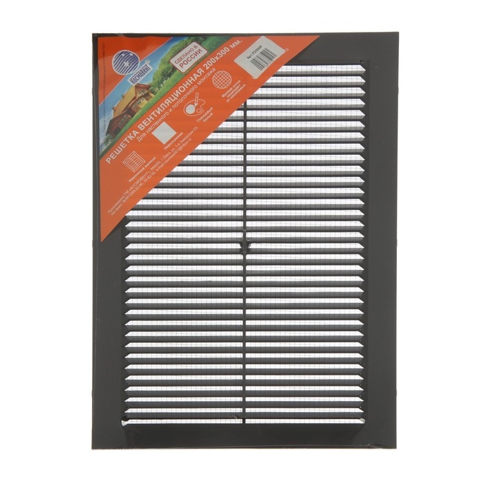 Решетка вентиляционная Решетка вентиляционная "КосмоВент" Люкс Л200КР, 200х300мм, с сеткой, неразъемная, коричневая