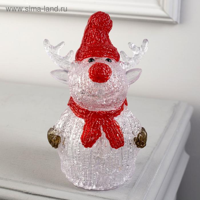 Светодиодная фигура &laquo;Оленёнок в шапке&raquo; 7 &times; 25 &times; 7 см, акрил, 10 LED, батарейки ААх2 (не в комплекте), свечение белое