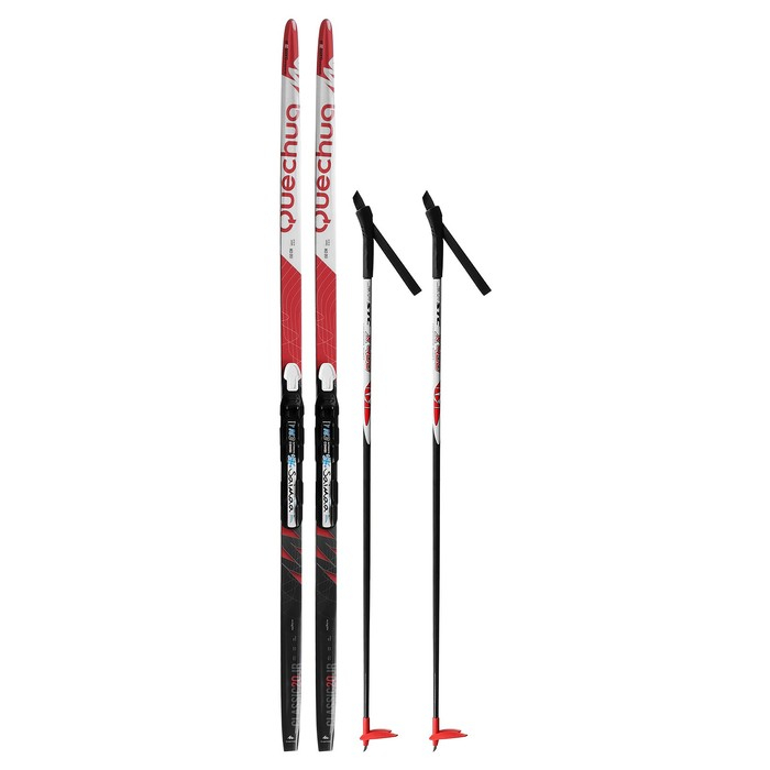 Комплект лыжный: пластиковые лыжи 150 см с насечкой, стеклопластиковые палки 110 см, крепления NNN, цвета МИКС Комплект лыжный: пластиковые лыжи 150 см с насечкой, стеклопластиковые палки 110 см, крепления NNN, цвета МИКС