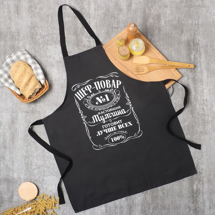 Фартук Доляна &laquo;Шеф-повар № 1&raquo; 60 &times; 70 см, хлопок 100 %, рогожка