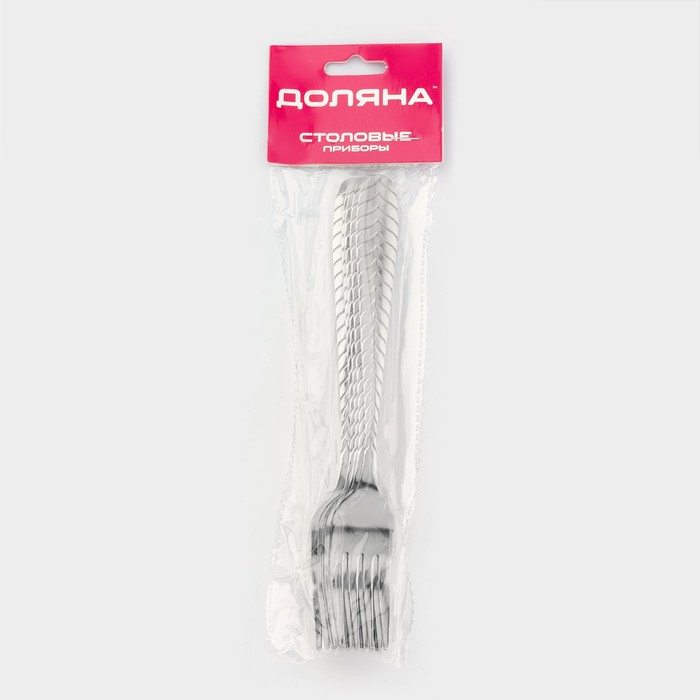 Набор вилок столовых из нержавеющей стали Доляна &laquo;Колосок&raquo;, h=19 см, 6 шт, цвет серебряный