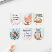 Закладки магнитные на подложке &laquo;Учителю: Вы лучший учитель&raquo;, 6 шт.