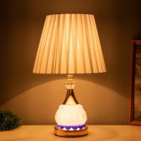 Лампа настольная "Ева" 1х40Вт Е27 1х4Вт LED золото/синий 25х25х42см