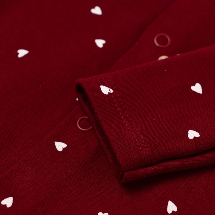 Комбинезон детский с закрытыми ножками "Мишка", цвет бордовый, рост 56