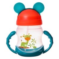 Поильник детский с силиконовой трубочкой, 250 мл., с ручками, цвет МИКС