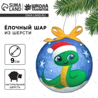 Валяние из шерсти на новый год. Ёлочный шар своими руками &laquo;Змея в шапочке&raquo;, d = 9 см, новогодний набор для творчества, символ года 2025
