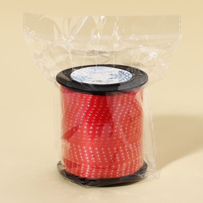 Лента для декора и подарков &laquo;Снежинки&raquo;, красная, 0.5 см &times; 200м