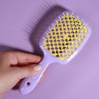 Расчёска массажная, широкая, вентилируемая, 8,5 &times; 20,5 см, PVC коробка, цвет сиреневый/жёлтый