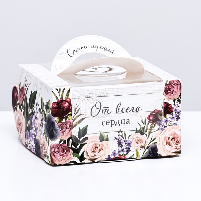 Коробка под бенто-торт с окном Коробка под бенто-торт с окном "Самой лучшей", 14 х 14 х 8 см