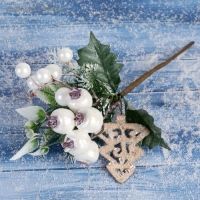 Декор "Зимнее сияние" ёлочка ягоды 18 см, Декор "Зимнее сияние" ёлочка ягоды 18 см,