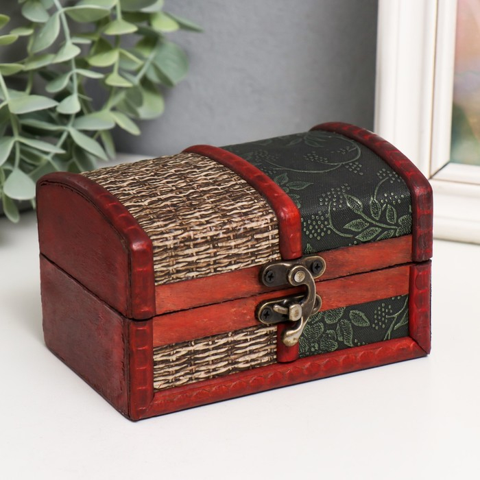 Шкатулка дерево состаренная Шкатулка дерево состаренная "Завитки и сеточка" сундучок МИКС 8х13х9 см