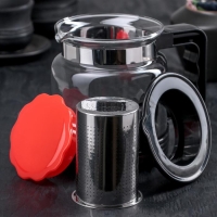 Чайник стеклянный заварочный &laquo;Цветок&raquo;, 750 мл, с металлическим ситом, цвет чёрный