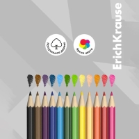 Карандаши 12 цветов ErichKrause Basic, дерево, шестигранные, 2.6 мм грифель, картонная упаковка, европодвес Карандаши 12 цветов ErichKrause Basic, дерево, шестигранные, 2.6 мм грифель, картонная упаковка, европодвес