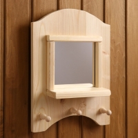 Зеркало "Окошко", 3 крючка, сосна, натуральный, 33&times;28&times;10 см