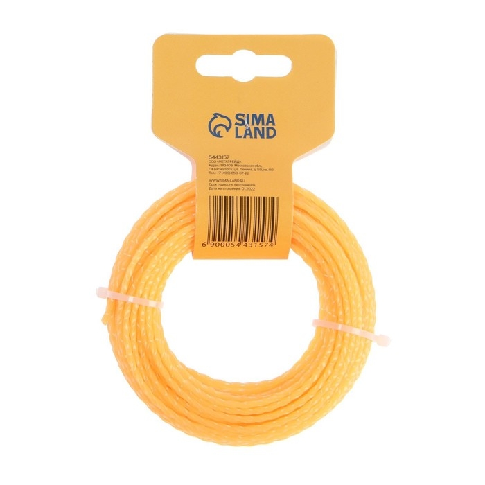 Леска для триммера ТУНДРА, сечение витой квадрат, d=2.4 мм, 15 м, нейлон Леска для триммера ТУНДРА, сечение витой квадрат, d=2.4 мм, 15 м, нейлон