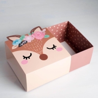 Коробка подарочная складная, упаковка, &laquo;Оленёнок&raquo;, 15 х 15 х 8 см