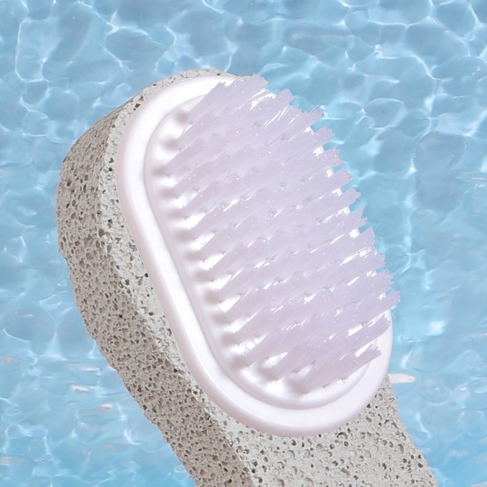 Пемза для педикюра с щёткой, с ручкой, 11 см, в коробке, МИКС