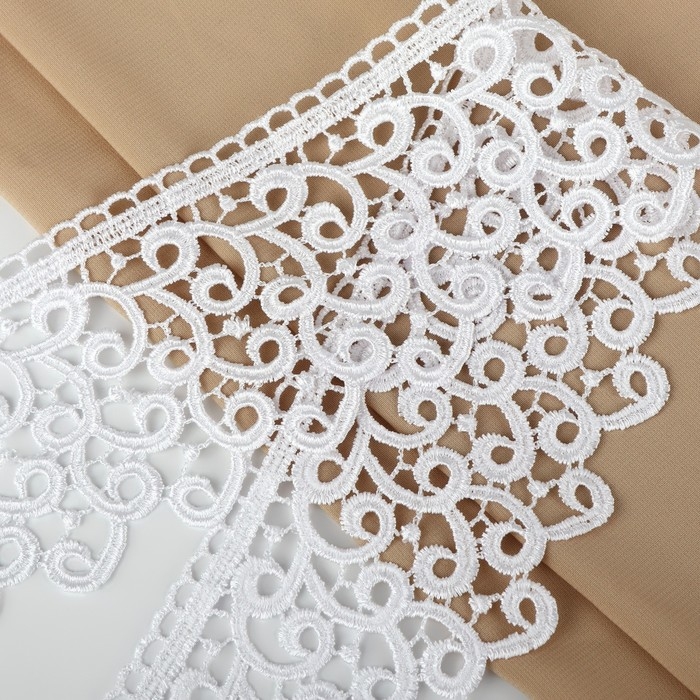 Кружево гипюровое, 78 мм &times; 11 &plusmn; 1 м, цвет белый