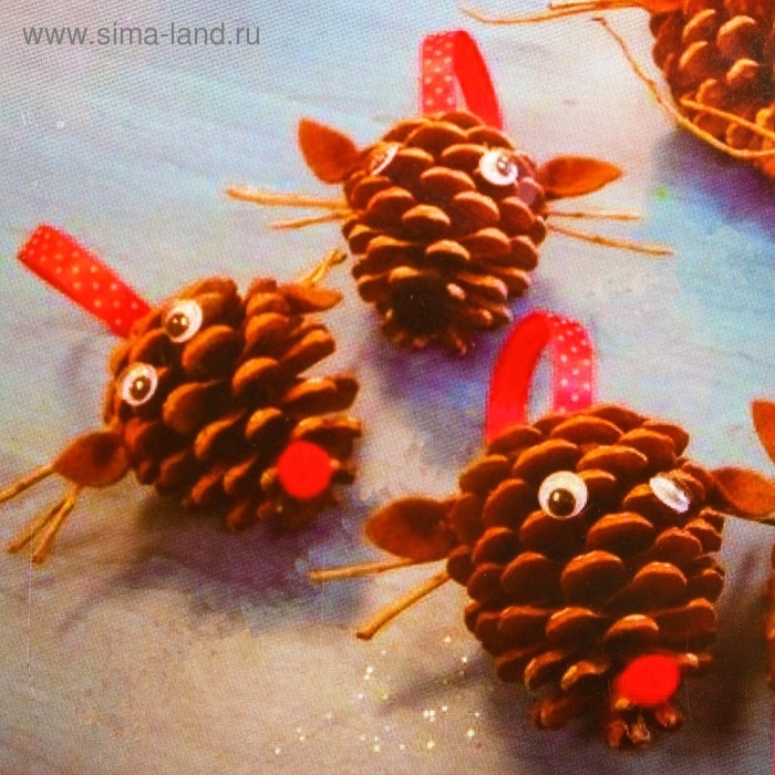 Новый год! Набор для создания подвесной ёлочной игрушки из шишек &laquo;Зверятки&raquo;