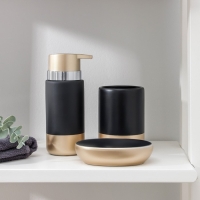 Наборы аксессуаров для ванной комнаты &laquo;Руж&raquo;, 3 предмета (дозатор для мыла 290 мл, мыльница, стакан 300 мл), цвет чёрный