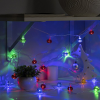 Гирлянда &laquo;Нить&raquo; 4 м с насадками &laquo;Шарик с орнаментом&raquo;, IP20, прозрачная нить, 20 LED, свечение мульти, 8 режимов, 220 В