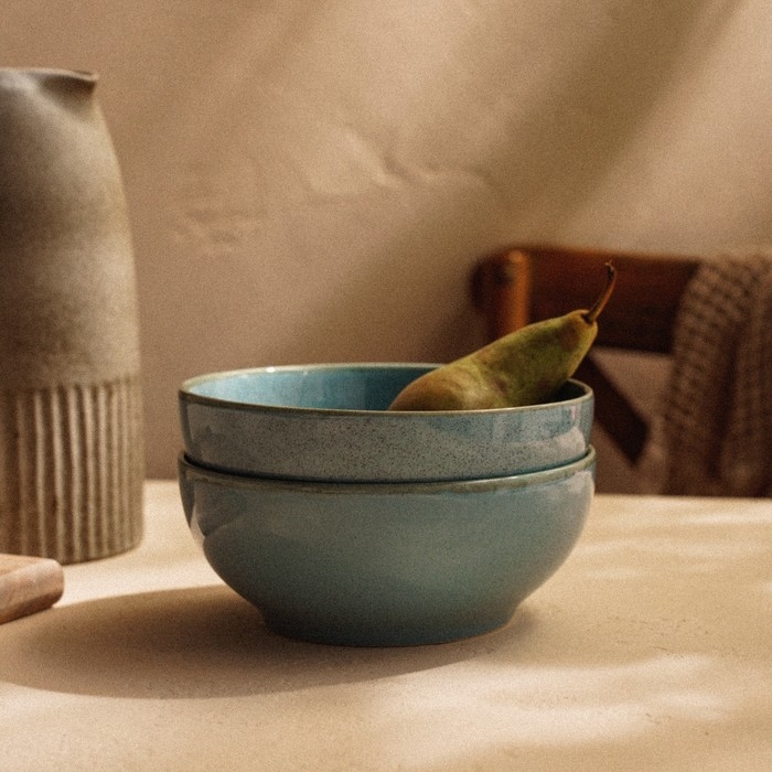 Набор мисок фарфоровых SL Home «Аззура», 1,2 л, d=18,5 см, цвет голубой Набор мисок фарфоровых SL Home «Аззура», 1,2 л, d=18,5 см, цвет голубой