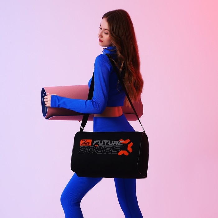 Сумка спорт Сумка спорт "Надписи", 40*24*21, отд на молнии, черный