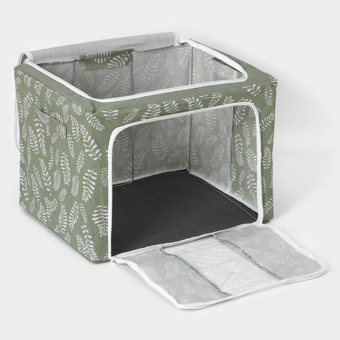 Кофр для хранения вещей Доляна Leaves, 50&times;40&times;33 см, 66 литра, цвет зелёный