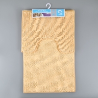 Набор ковриков для ванной и туалета Доляна &laquo;Букли&raquo;, 2 шт, 40&times;50, 50&times;80 см цвет бежевый