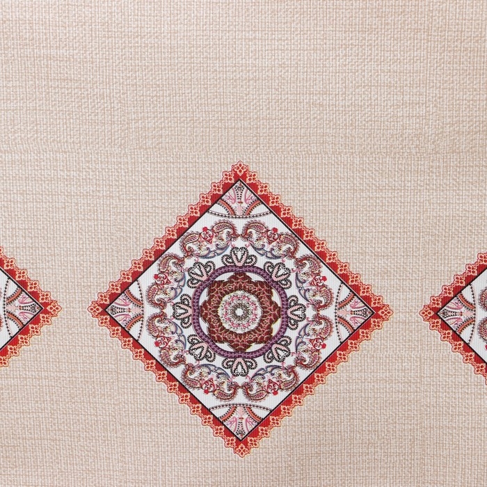 Клеёнка на стол на ткани &laquo;Цветочный мотив&raquo;, рулон 20 метров, ширина 137 см, толщина 0,22 мм, цвет бежевый