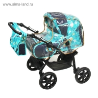 Коляска-трансформер &laquo;Гном&raquo;, пластиковые колёса, оттенки бирюзового, рисунок МИКС
