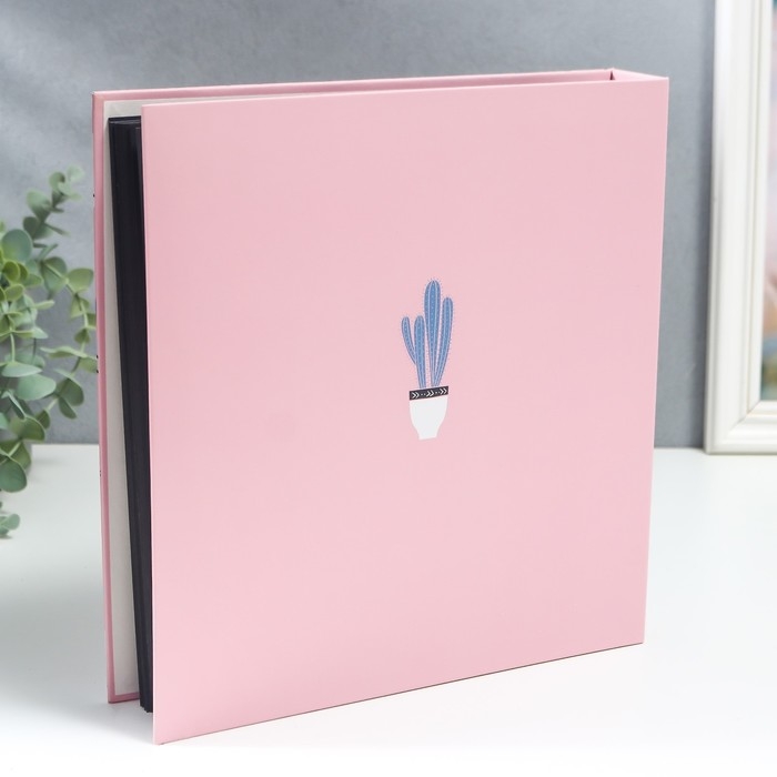 Фотоальбом на кольцах 30 листов "Кактусы на розовом" 27,5х25,5х4,5 см
