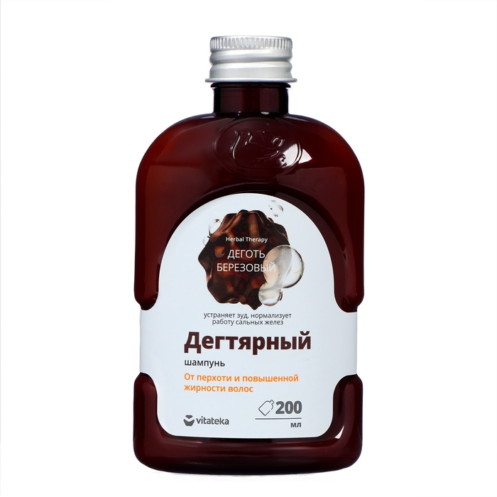 Шампунь дегтярный Шампунь дегтярный "Витатека" от перхоти и повышенной жирности волос, 200 мл