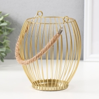 Подсвечник металл, текстиль на 1 свечу "Корзина" d=10 см бронза 15х15х17 см Подсвечник металл, текстиль на 1 свечу "Корзина" d=10 см бронза 15х15х17 см