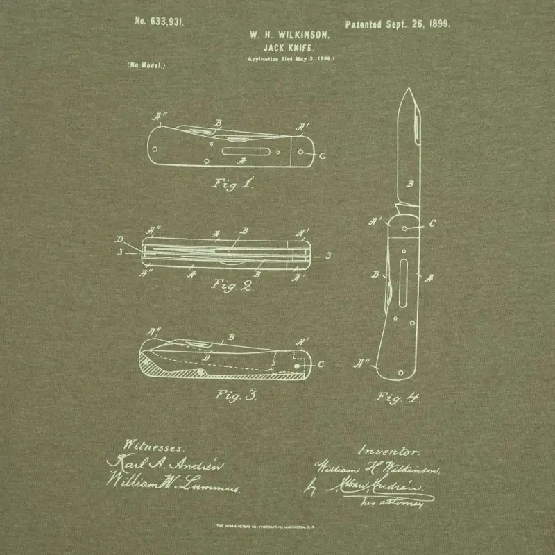 Футболка приталенная Old Patents. Knife, меланж хаки, размер S