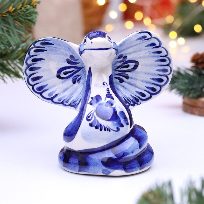 Новый год. Сувенир символ года "Змея Касси", гжель