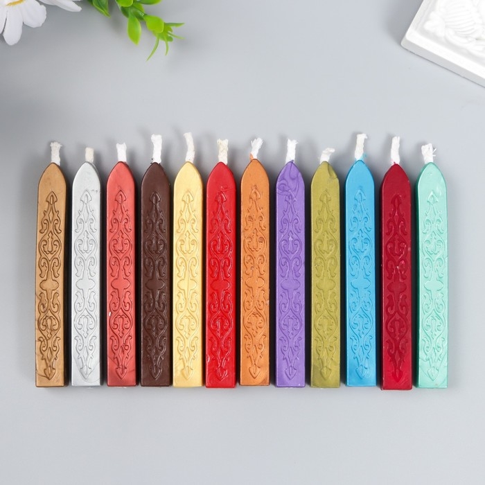 Сургуч для печати с фитилём Сургуч для печати с фитилём "Разноцветные" набор 12 шт 14,8х37 см