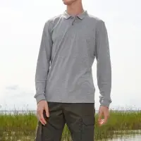 Рубашка поло унисекс с длинным рукавом Planet LSL, серый меланж, размер M