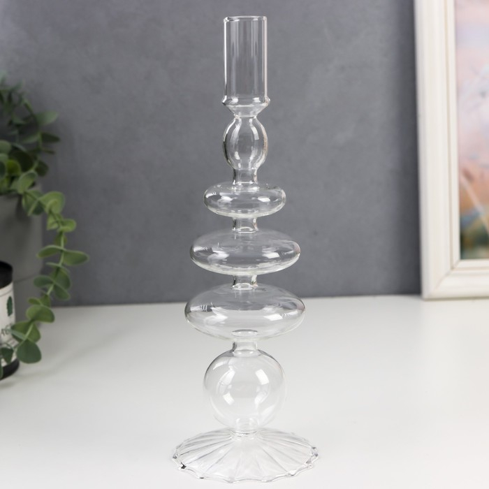 Подсвечник стекло на 1 свечу "Морбиан" прозрачный 27х8,5х8,5 см
