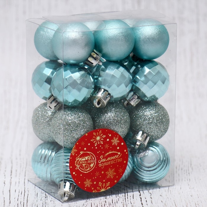 Набор шаров пластик d-3 см, 24 шт Набор шаров пластик d-3 см, 24 шт "Диско ассорти" зелёный