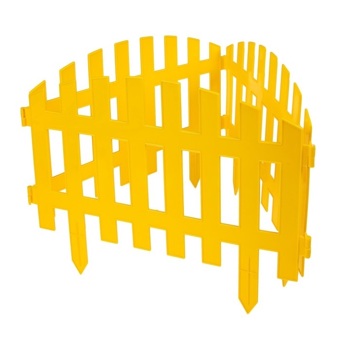 Ограждение декоративное, 35 &times; 210 см, 5 секций, пластик, жёлтое, RENESSANS, Greengo