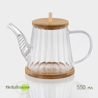 Чайник заварочный стеклянный с бамбуковой крышкой и металлическим фильтром BellaTenero «Эко», 550 мл, 19×11×12,5 см Чайник заварочный стеклянный с бамбуковой крышкой и металлическим фильтром BellaTenero «Эко», 550 мл, 19×11×12,5 см