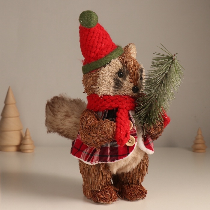 Декор Декор "Енот в колпаке с ёлочкой" 27х12х17 см