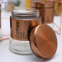 Набор банок стеклянных для сыпучих продуктов &laquo;Стиль&raquo;, 28&times;12&times;31 см, на подставке, 8 шт, цвет бронзовый