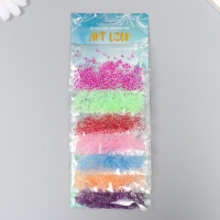 Бисер круглый размер 12/0 "Прозрачный, внутри цвет. Ассорти" 7 цветов х 5 грамм Бисер круглый размер 12/0 "Прозрачный, внутри цвет. Ассорти" 7 цветов х 5 грамм