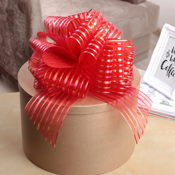 Бант - шар №10 «Полоски», красный Бант - шар №10 «Полоски», красный