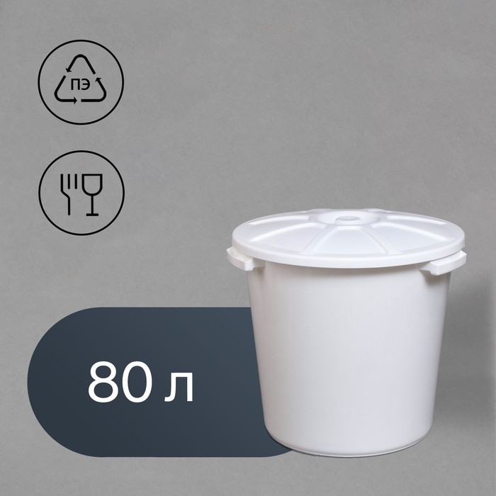 Бак пищевой, 80 л, с крышкой, цвет МИКС Бак пищевой, 80 л, с крышкой, цвет МИКС