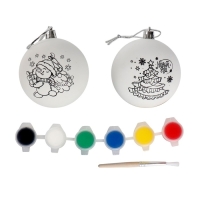 Ёлочные шары под раскраску на новый год «Исполнения желаний», d=7 см, 2 шт, краски, новогодний набор для творчества Ёлочные шары под раскраску на новый год «Исполнения желаний», d=7 см, 2 шт, краски, новогодний набор для творчества