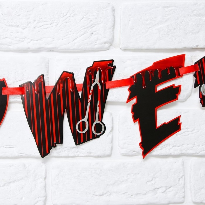 Гирлянда на ленте на Хэллоуин &laquo;Happy Halloween&raquo;, кровавая тыква, длина 250 см.