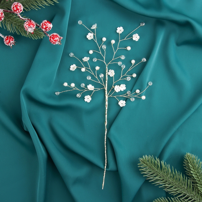 Декор Декор "Хрустальная сказка" 26 см, веточка с цветочками